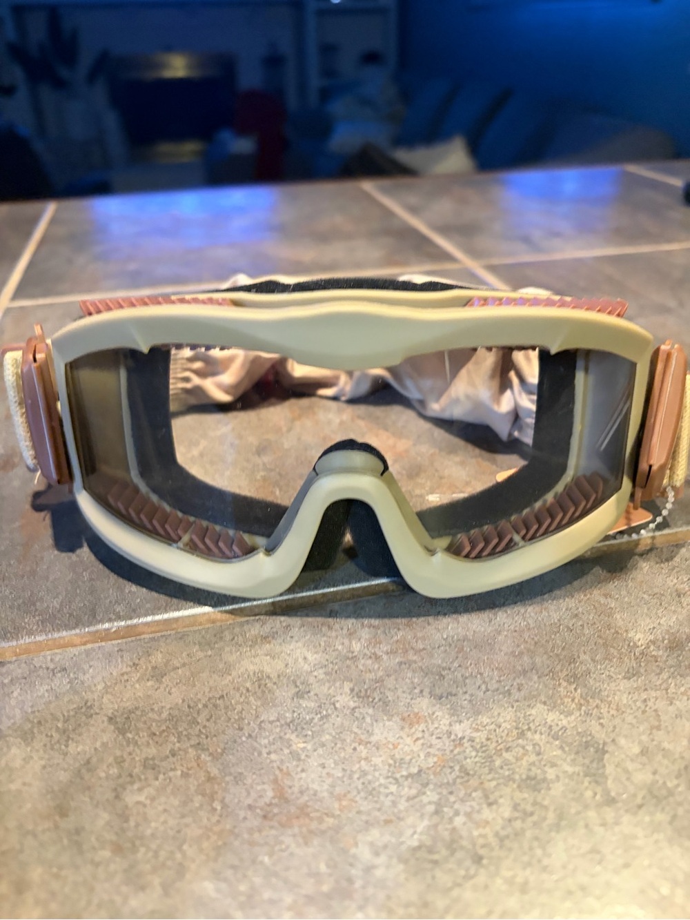 Vintage-Style Beige and Brown VR/AR Protective Goggles